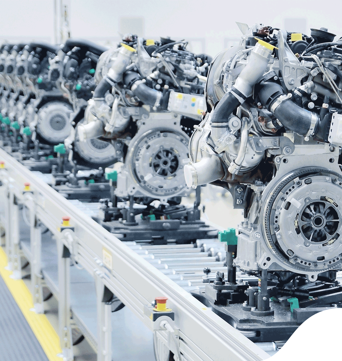 Engines on production line