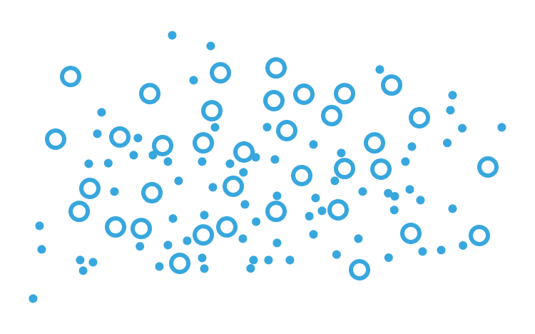 Light blue dots of varying sizes