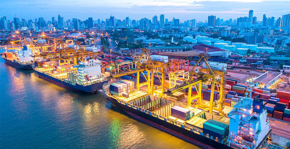 Containers on dock