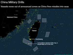 Map of China's military drill areas