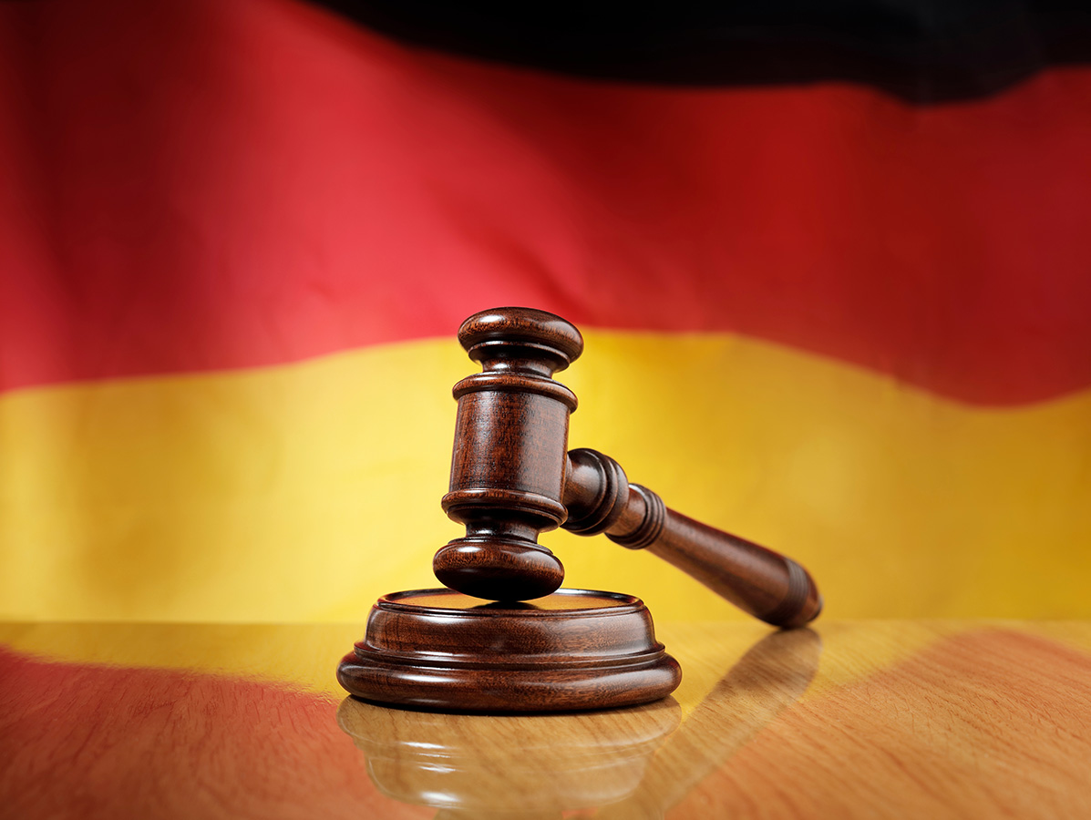 gavel with german flag in background