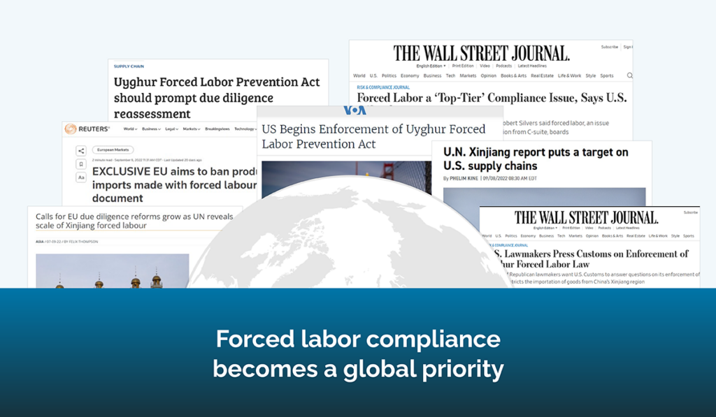 newspaper headlines showing global supply chain law regulations that require increased compliance