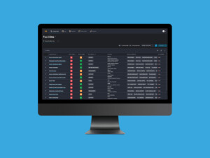 Explore scorecard dashboard on grey monitor over blue background