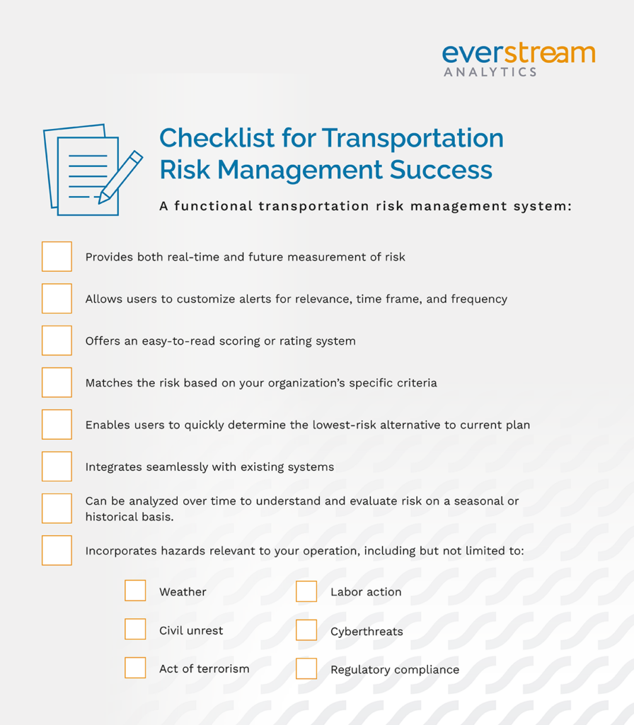 transportation risk management system checklist