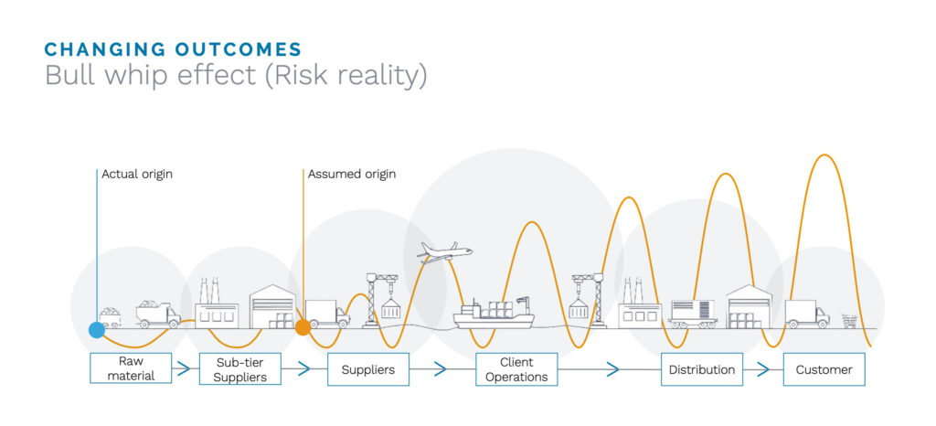 bullwhip effect infographic shows how to mitigate risk expansion by catching it early 