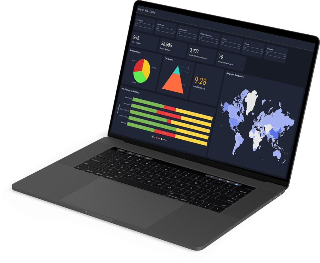 laptop with view of Everstream’s supply chain visibility software platform