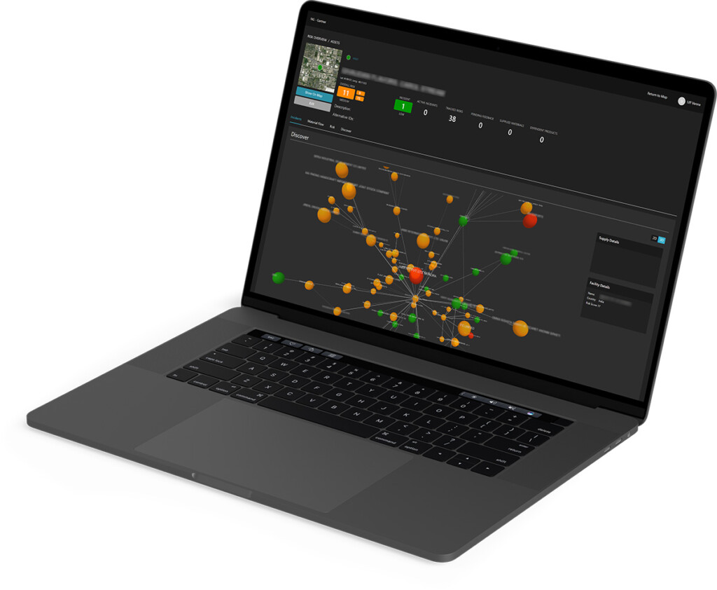 screenshot of supply chain mapping from Everstream Discover’s risk management platform. 