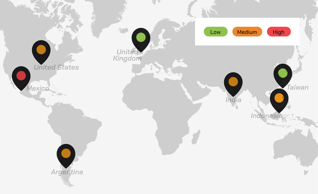 map shows medium risk of election disruption to India's supply chain 