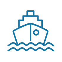 Icon showing shipping container on water