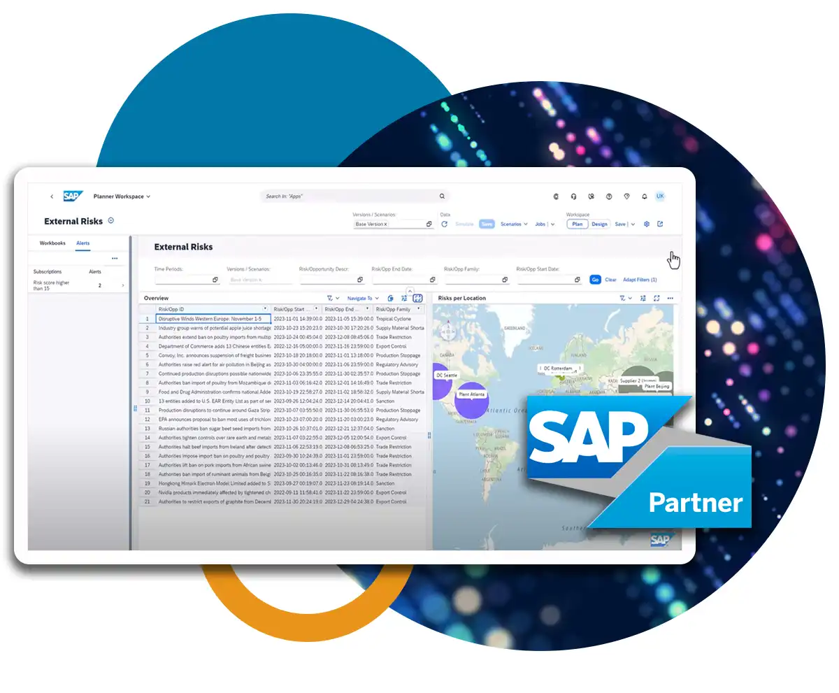 SAP screenshot depicting Everstream insights