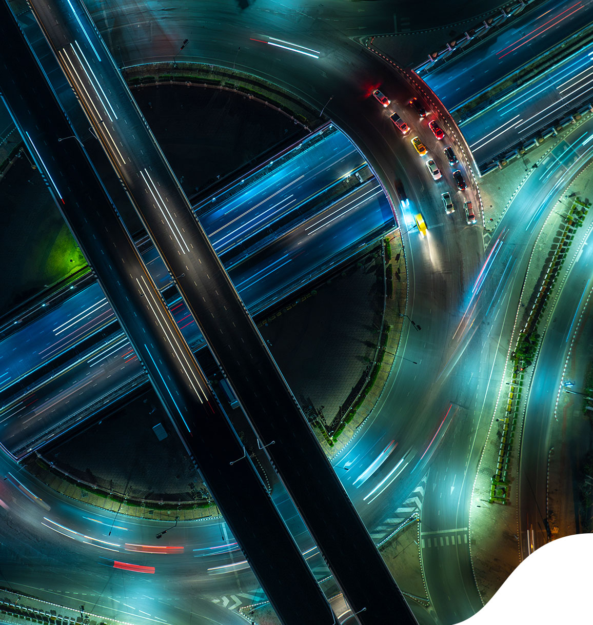 Aerial view of network of roads