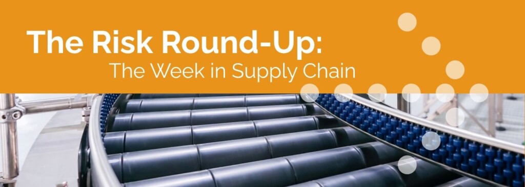 manufacturing production line with risk round up text