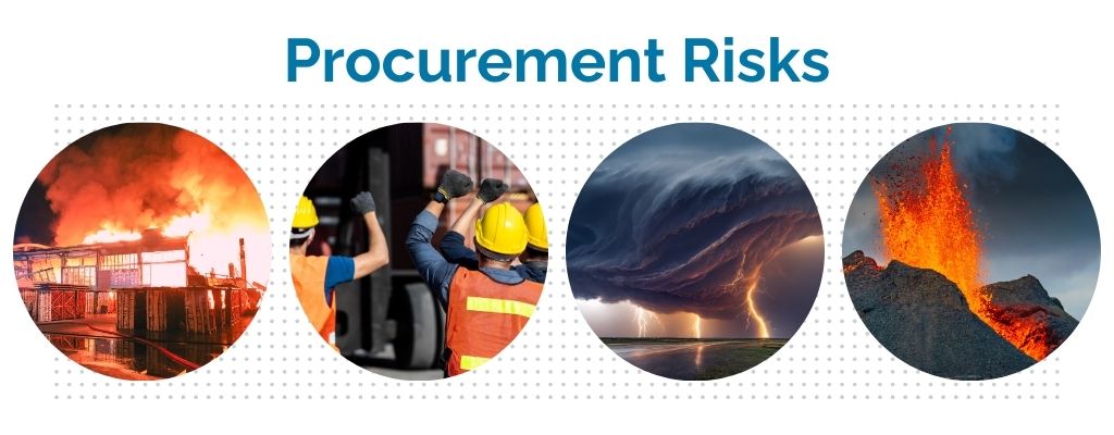 image of procurement risks such as fires, strikes, weather and natural disasters