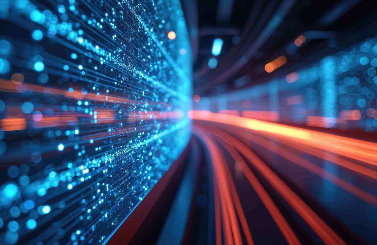 Read and blue lights suggesting both data and speed