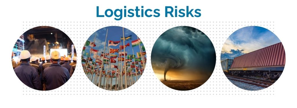 Graphic showing four examples of logistics risks