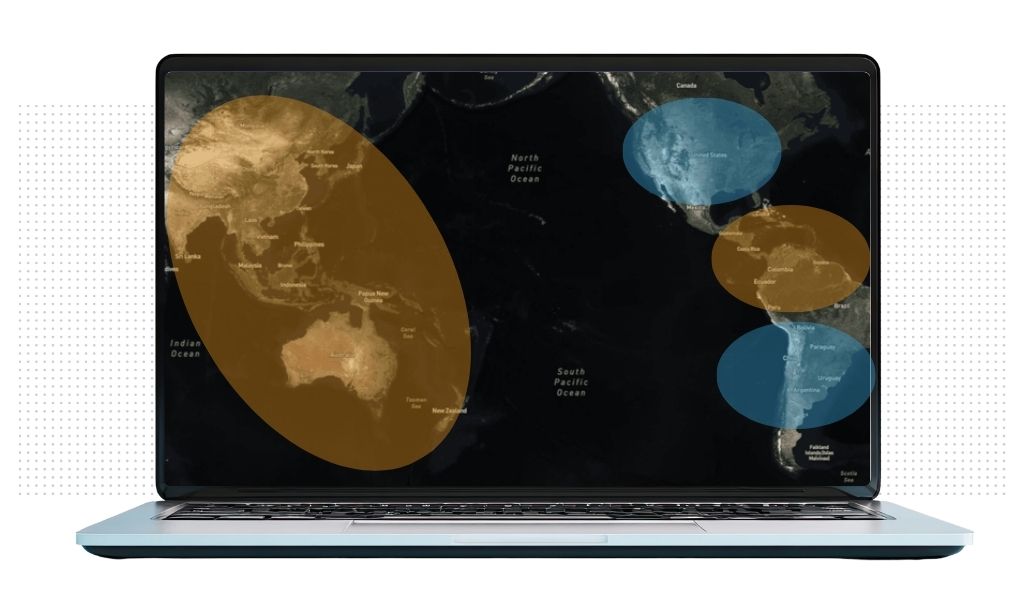 graphic show a map and the supply chain weather risk areas of the Super El Niño