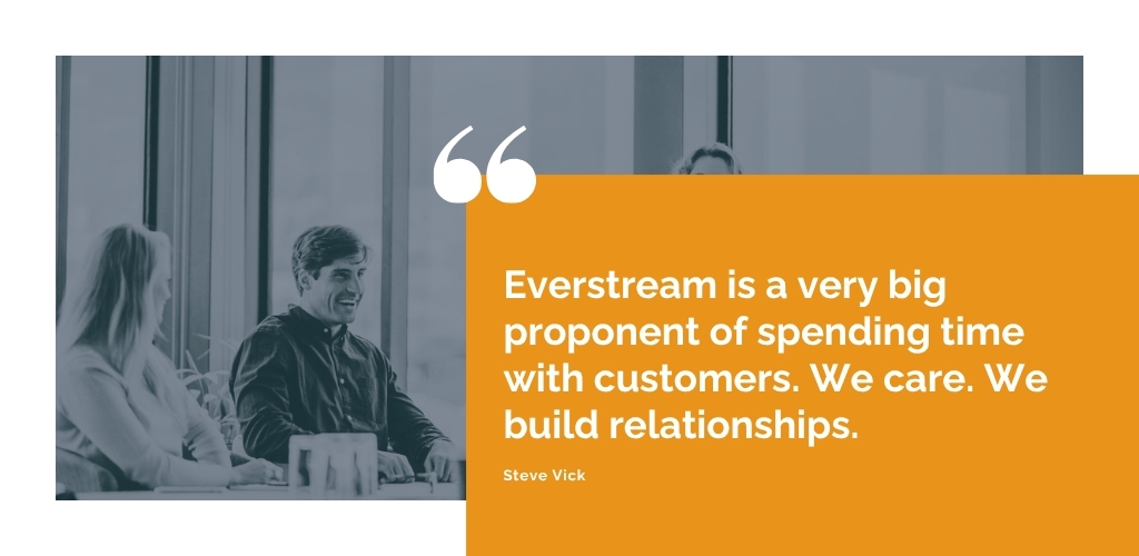 Graphic with quote explaining that Everstream Analytics cares about customers