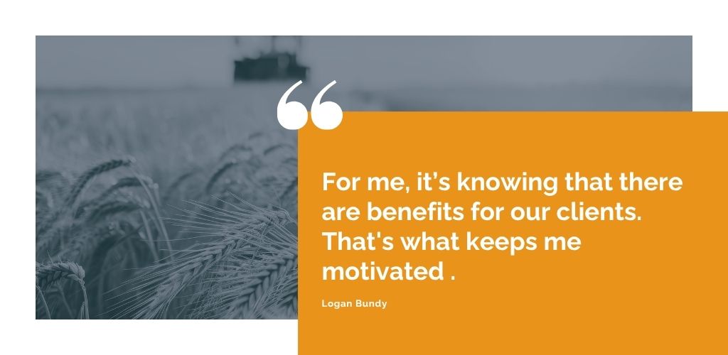 Quote graphic from Logan Bundy of the Everstream Analytics Applied Meteorology team explaining how real world results motivate his work.