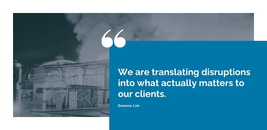 Quote graphic from Deanna Lim of the Everstream Analytics Intelligence Solutions team explaining how a risk signals become actionable insights.
